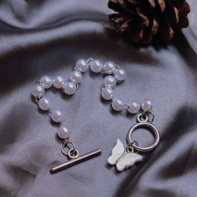 Temperament Butterfly Pendant Pearl Bracelet