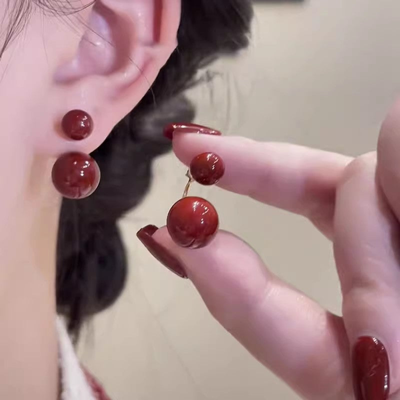 Sterling Diagonal Small Beads Stud Earrings