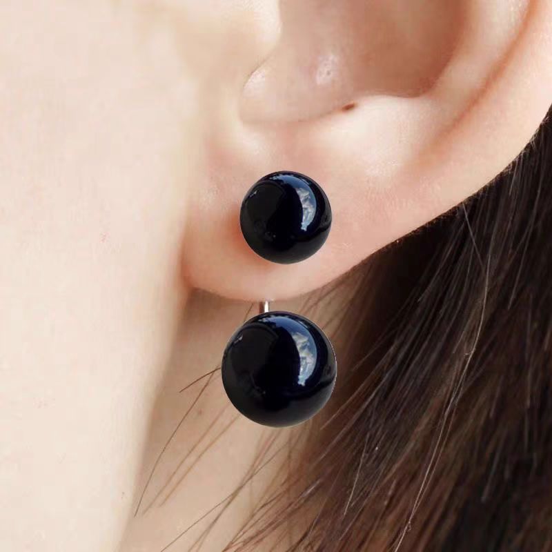 Sterling Diagonal Small Beads Stud Earrings