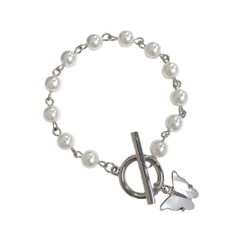 Temperament Butterfly Pendant Pearl Bracelet